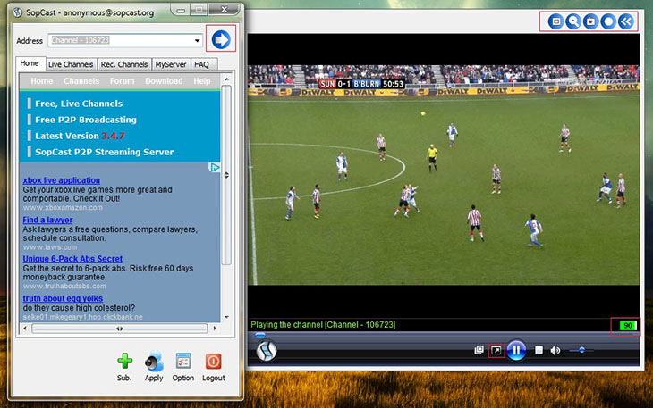 Phần mềm xem bóng đá trên máy tính Sopcast